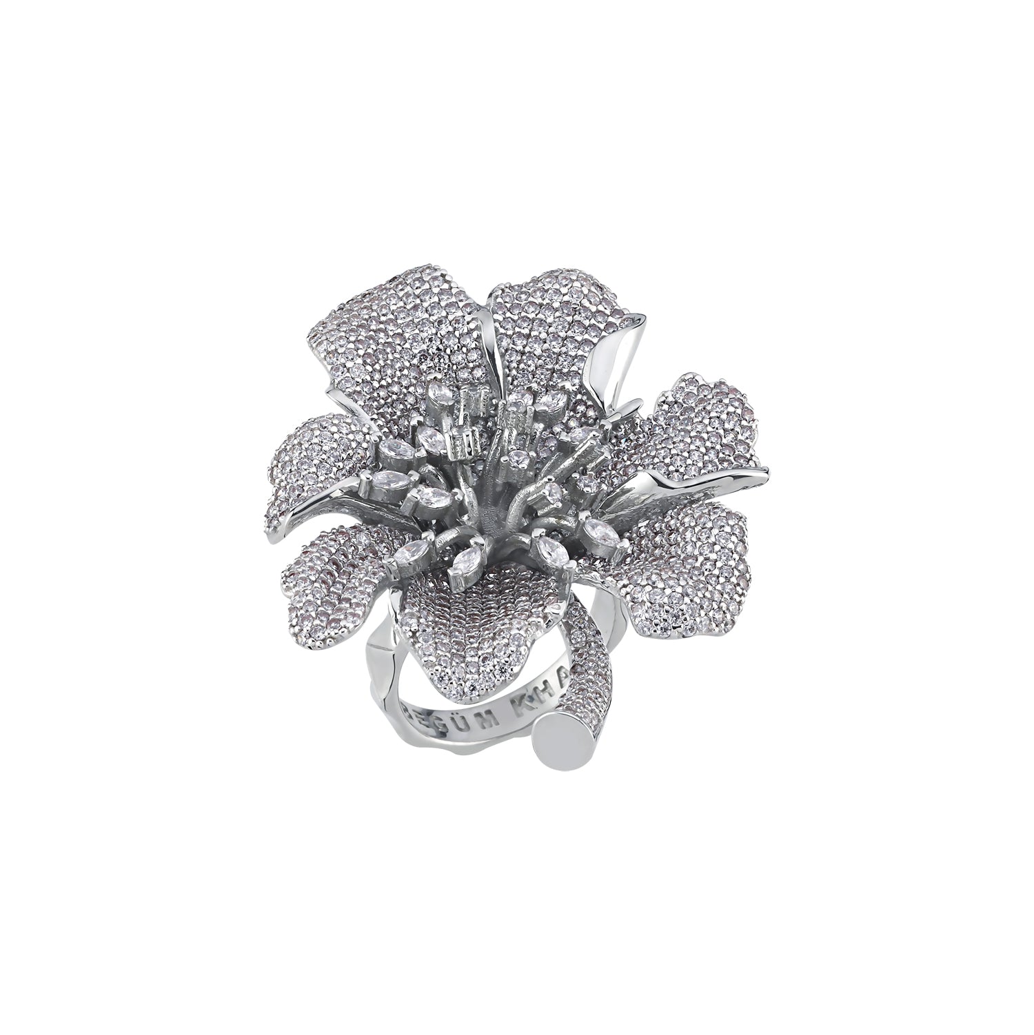 BEGÜM KHAN Iris Yüzük – platin kaplama, kristal