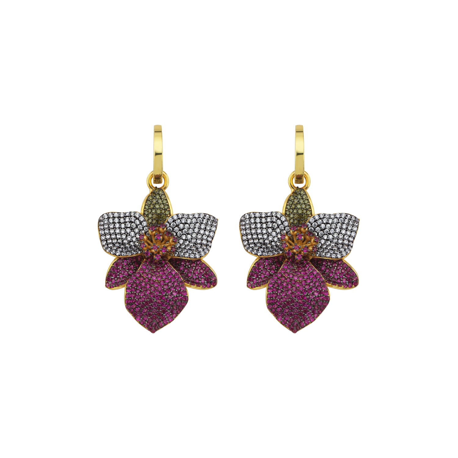 BEGÜM KHAN Orchid Juvena Hoop Küpe – çok renkli, altın kaplama
