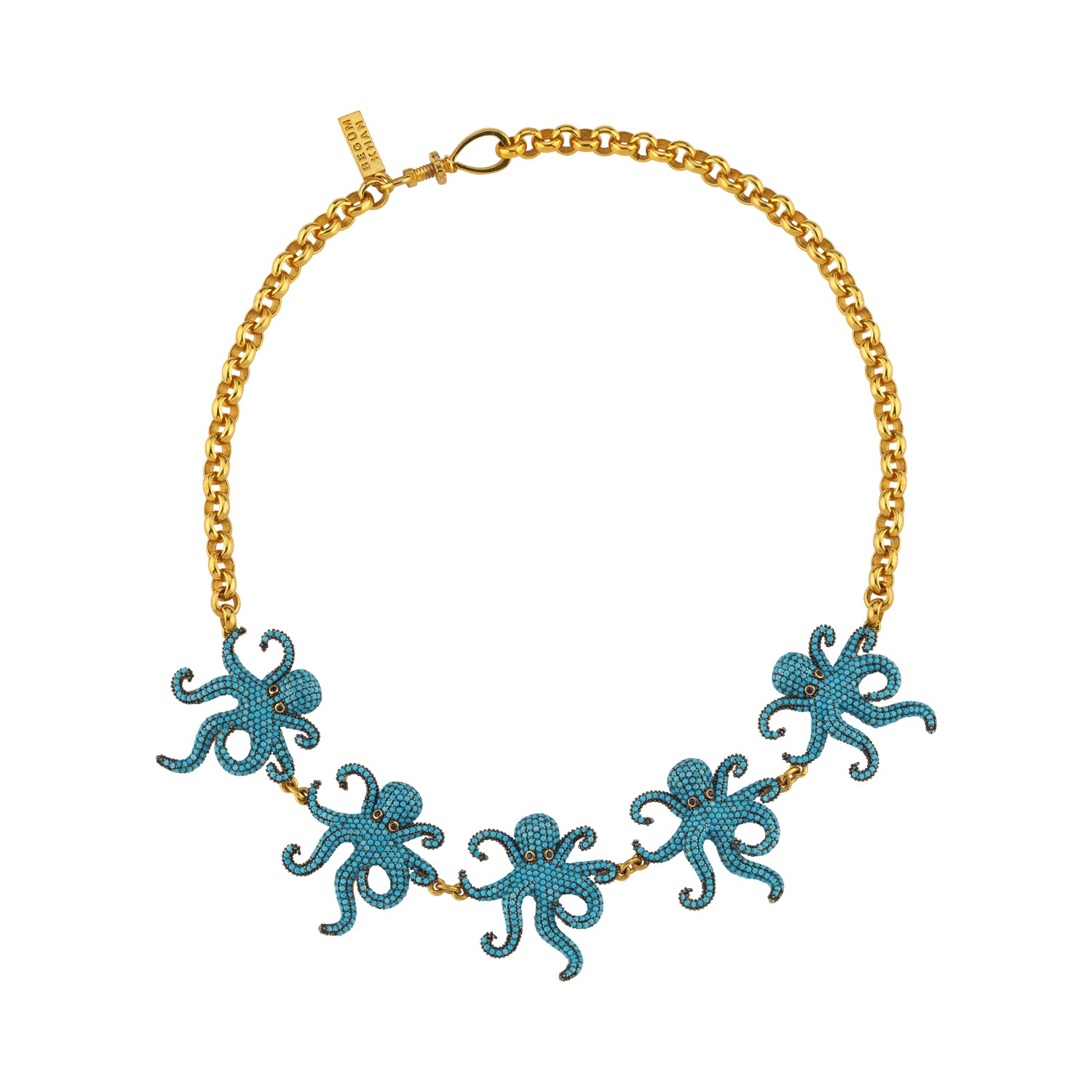 BEGÜM KHAN Polpino Choker – altın kaplama, turkuaz